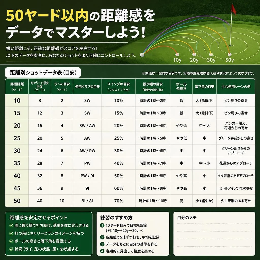 50ヤード以内の距離感をデータでマスターしよう！
